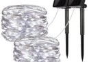 LiyuanQ Solar String Lights, 2 Pack 100 LED Solar Fairy Lights 33 feet 8 Modes Copper Wire Lights Waterproof Outdoor String Lights for Garden Patio Gate Yard Party Wedding Indoor Bedroom Cool White